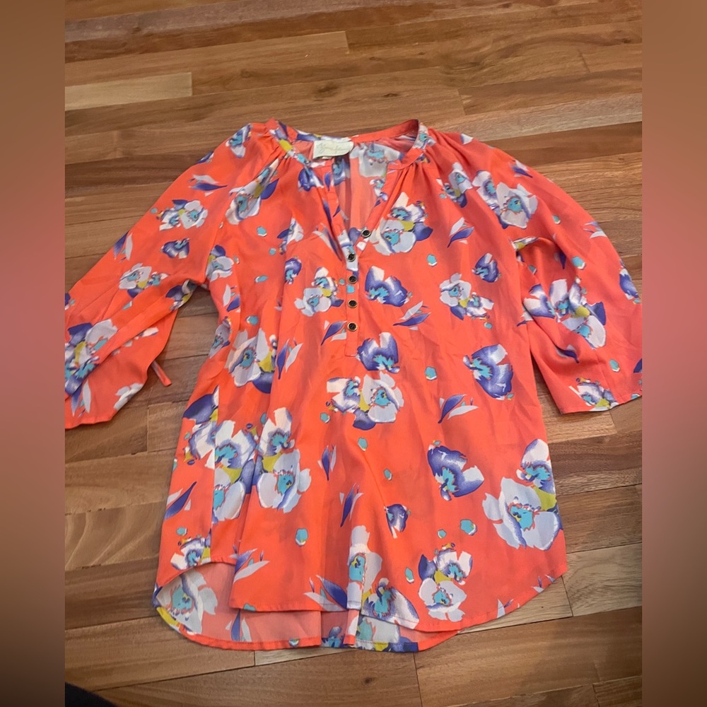 Coral flowery blouse
